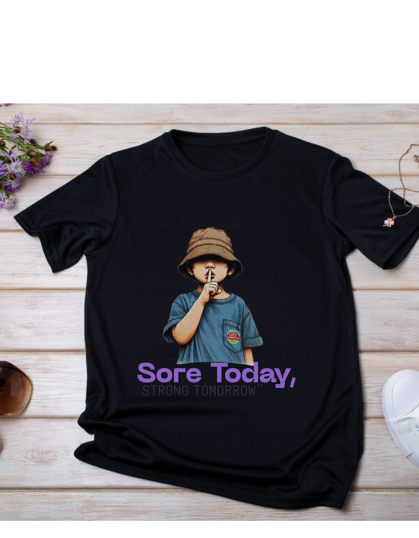 "Fitness Graphic Tee with Cartoon Art – Gym Motivation T-Shirt"